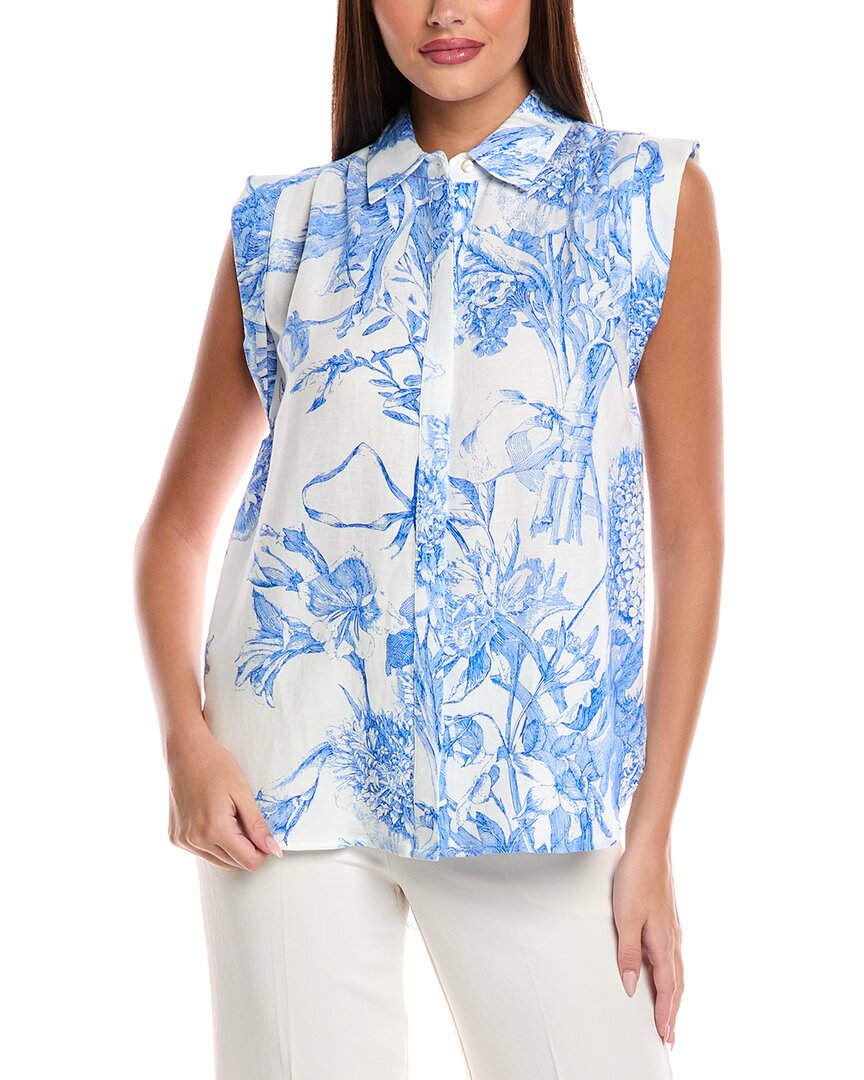 

Tahari Button Льняная блузка T Tahari, белый