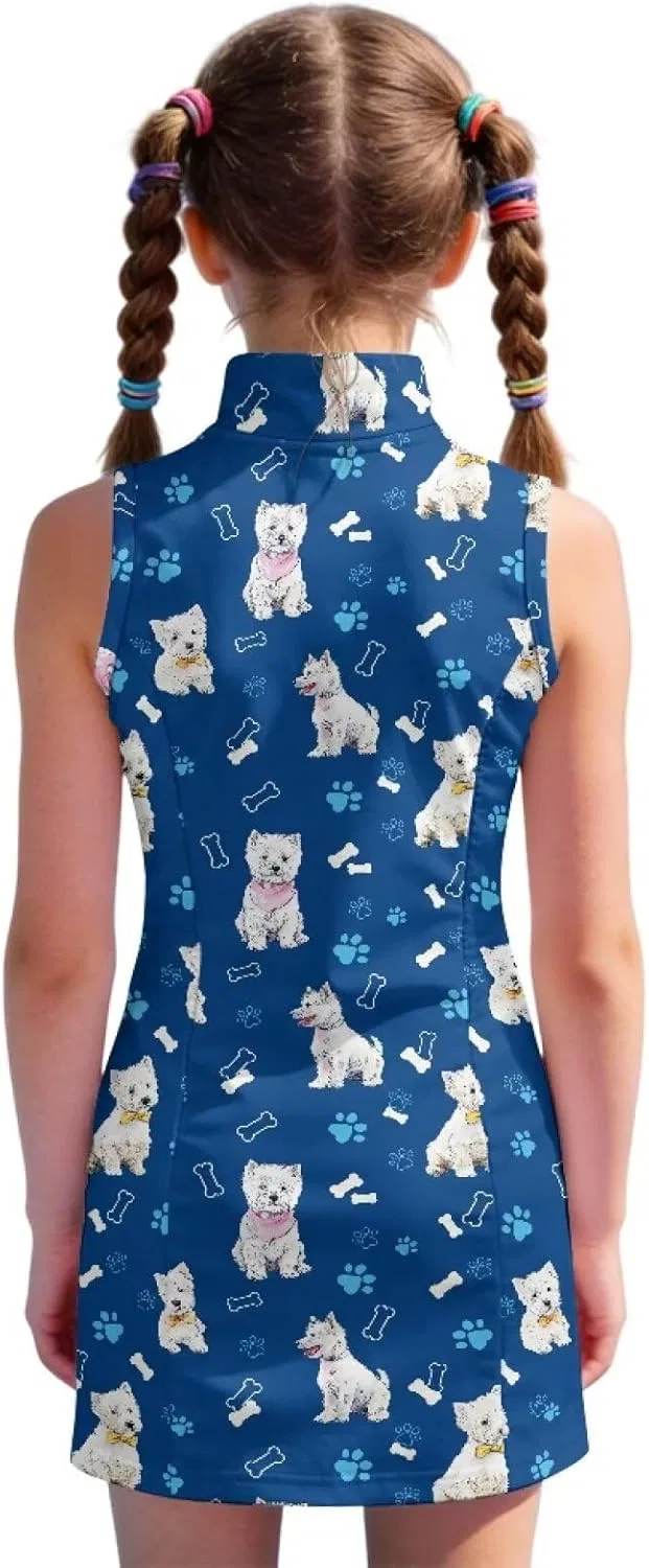 Платье для тенниса и гольфа Boatee с карманами, Westie Puppy Print — фото 2