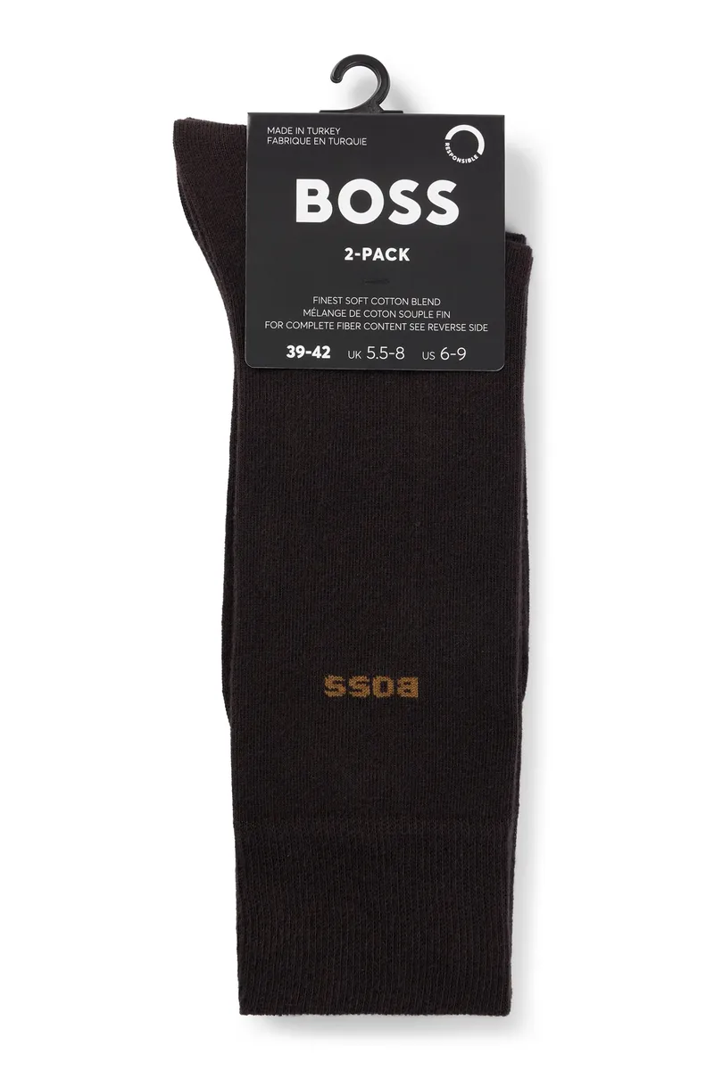 Деловые носки BOSS "2P RS Uni CC" (упаковка, 2 пары, 2 шт.), с логотипом бренда, коричневый — фото 2