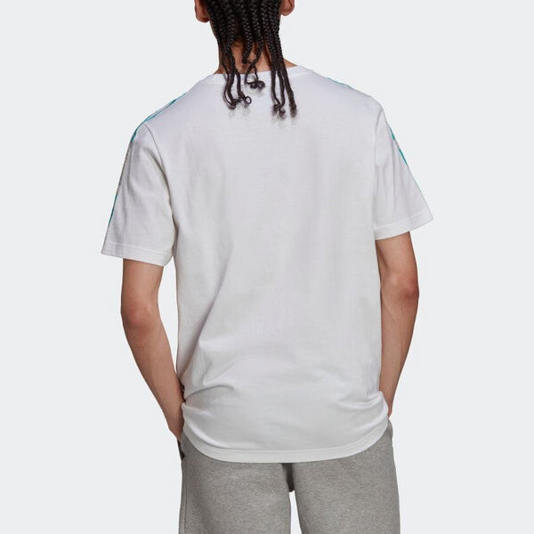 Футболка Men's adidas originals Pattern Camouflage Logo Stripe Short Sleeve White T-Shirt, белый — фото 3