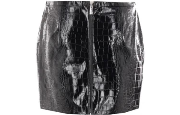 Мини-юбка с высокой талией и эффектом тиснения VERSACE, черный — фото 4