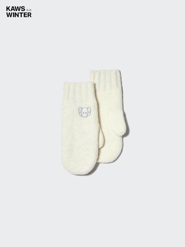 

Вязаные варежки HEATTECH Soufflé Yarn KAWS Uniqlo, 01 off white
