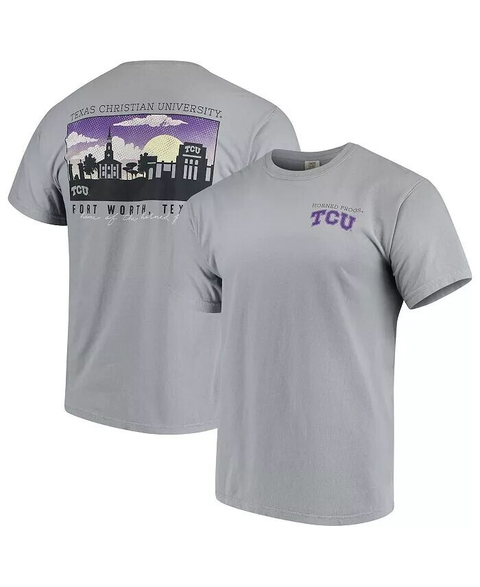 

Мужская серая футболка TCU Horned Frogs Team Comfort Colors Campus Scenery Image One