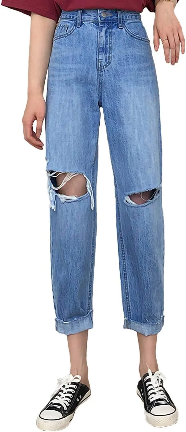 

Anna-Kaci женские мешковатые рваные джинсы High Waist Boyfriend