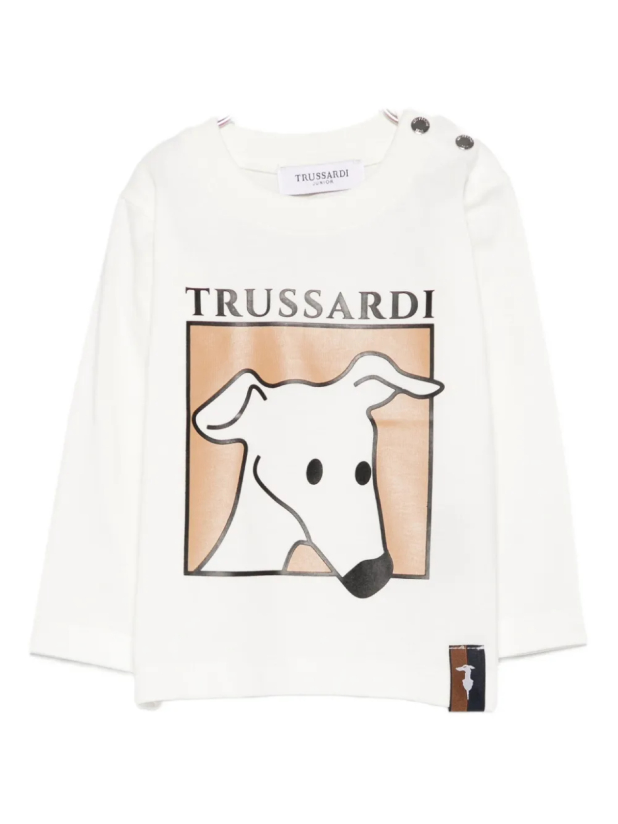 

Футболка с длинными рукавами TRUSSARDI JUNIOR с принтом собаки, белый