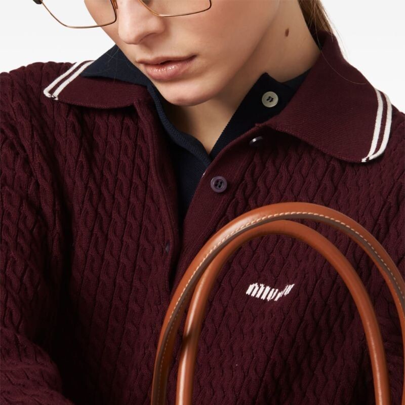 Рубашка поло женская бордовая Miu Miu — фото 4