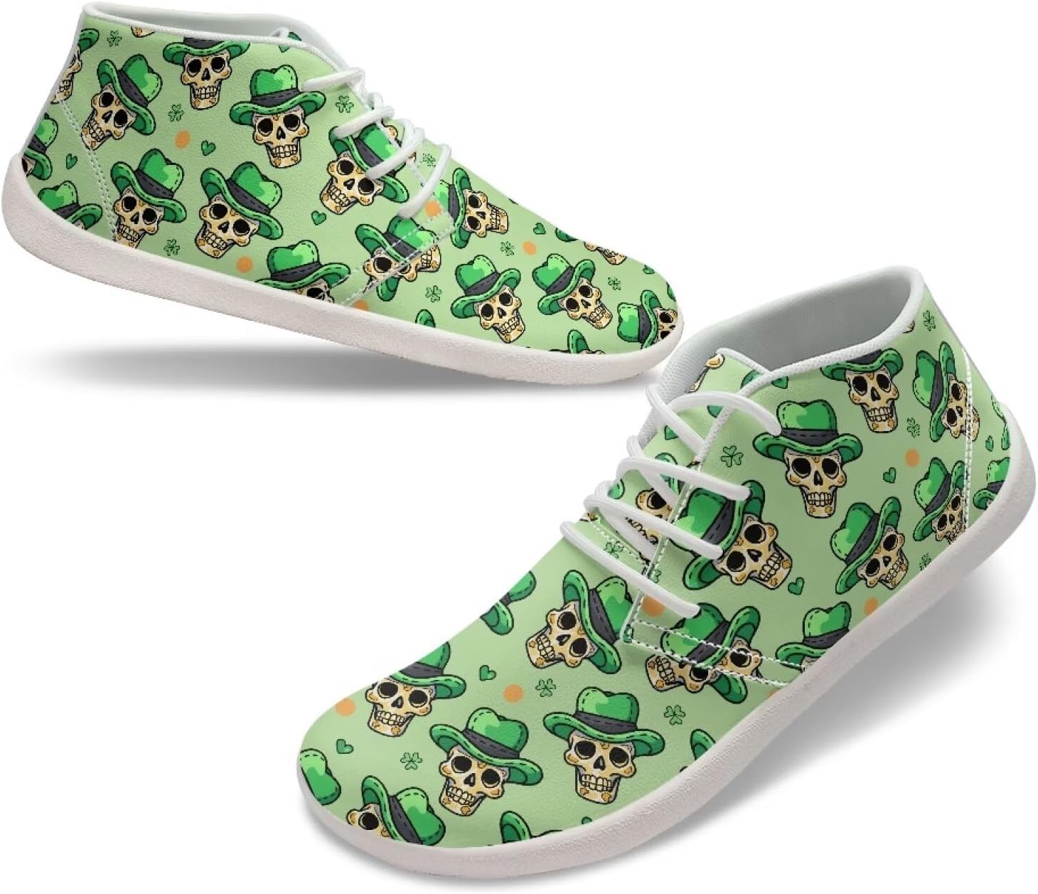 

Кроссовки для мужчин с широкой носочной частью, повседневные прогулочные туфли, нулевая подошва, кроссовки для бега по пересеченной местности, нескользящие низкие спортивные кроссовки, размеры США 5-14 Qoiuvncy, St. Patrick's Day Skeleton