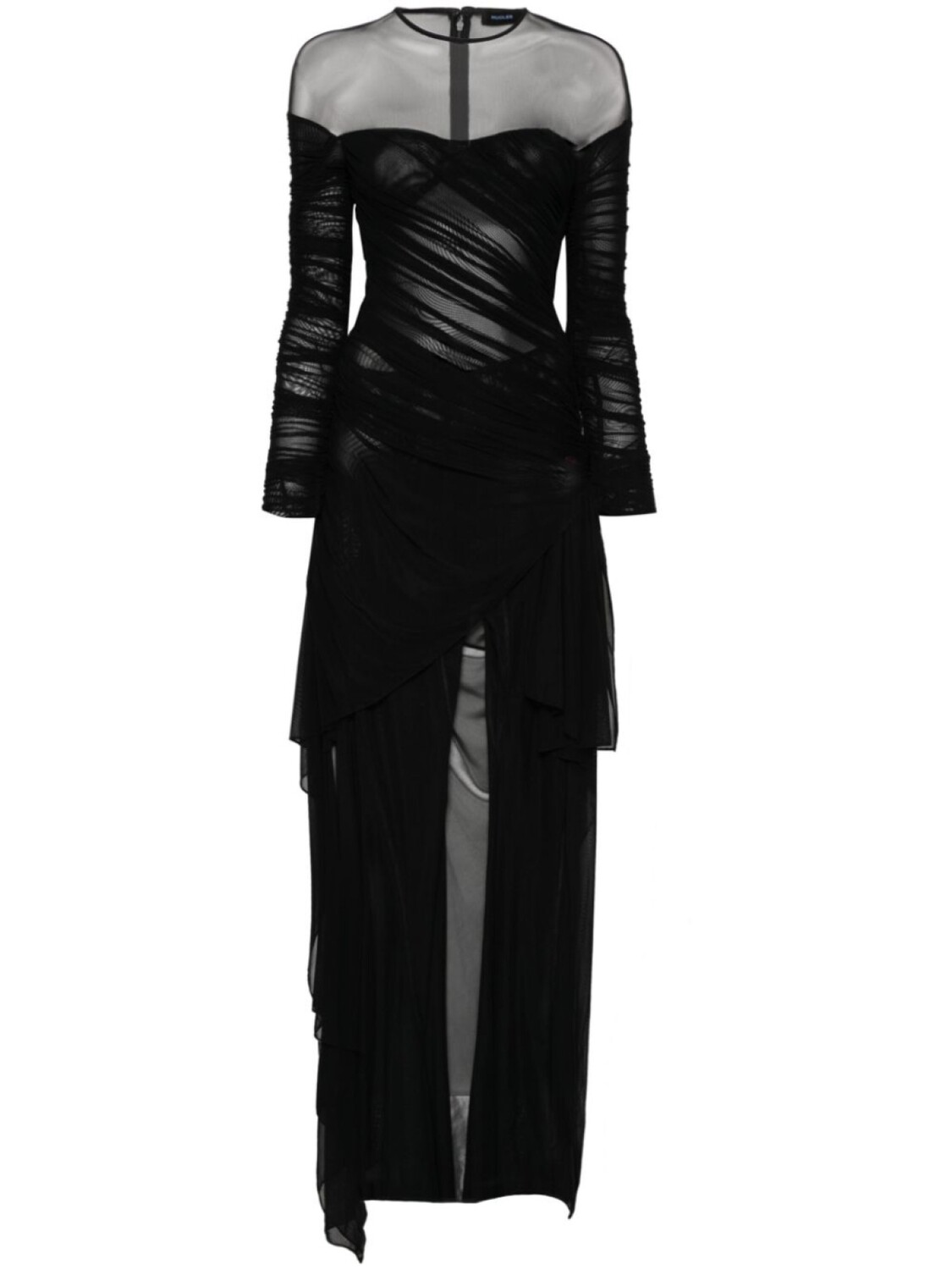 

Mugler сетчатый комбинезон с драпировкой, черный