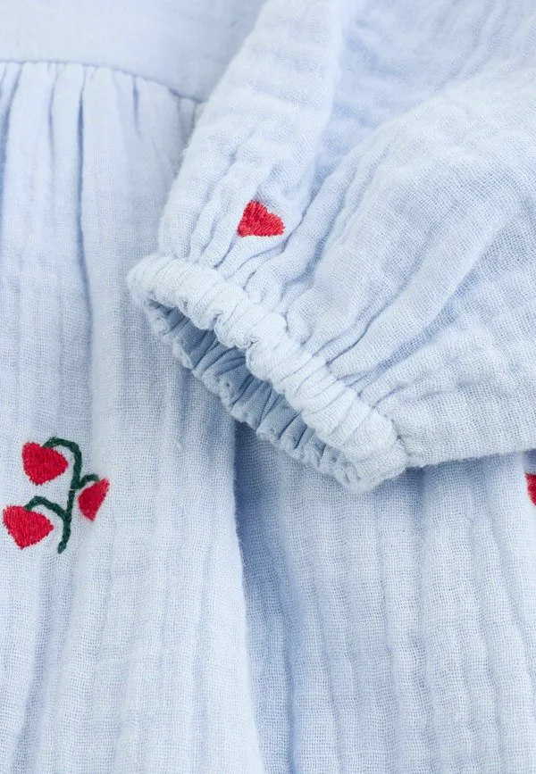 Платье повседневное, прямого кроя, с длинными рукавами и вышивкой. Next, Blue/Red — фото 3