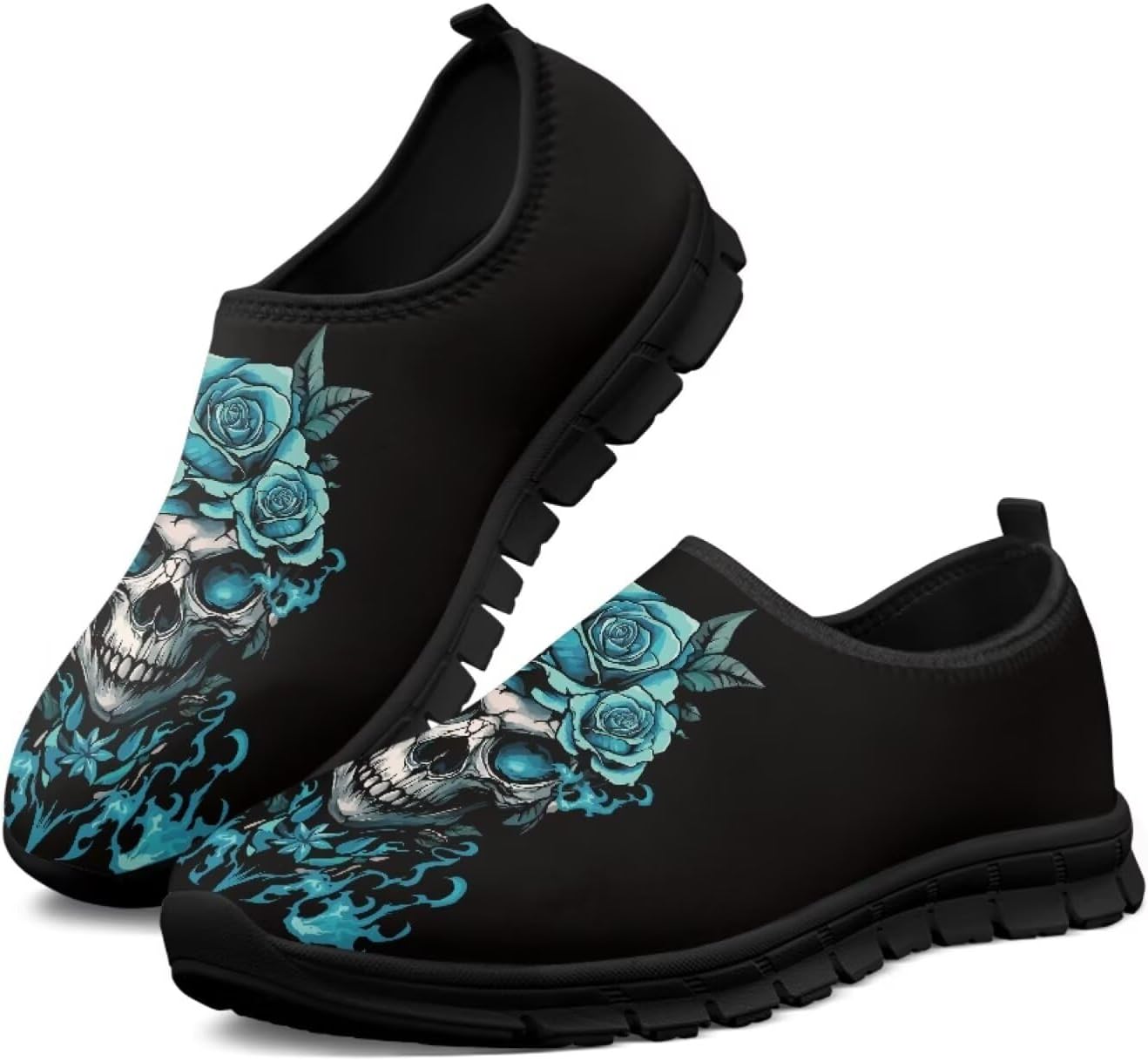 

Мужские слипоны Howilath с рисунком черепа, повседневная обувь для дома, кроссовки для бега, обувь без шнурков с противоскользящей подошвой, синий