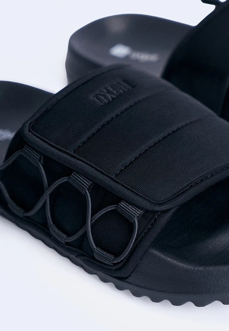 Мужские сандалии-слайды на липучке, Velcro, однотонные Oxgn, черный — фото 4