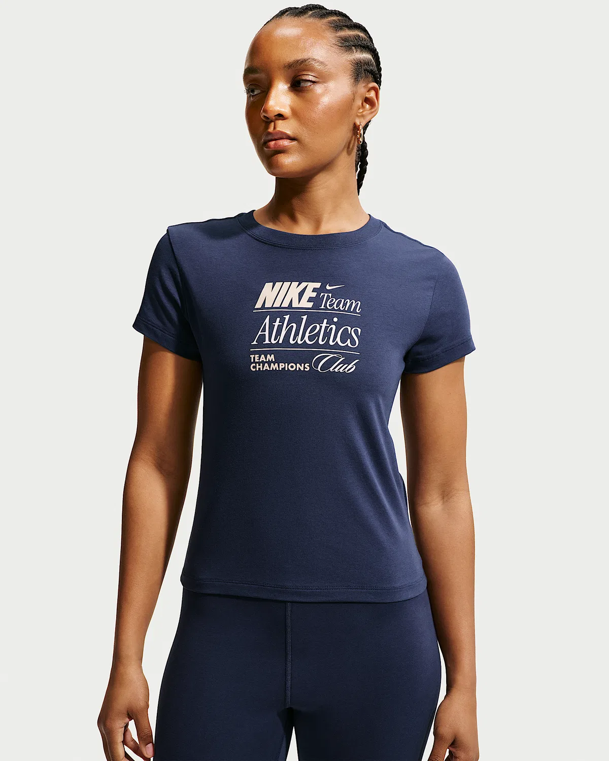 Женская укороченная футболка Nike Sportswear Chill Knit Slim Mod-Cropped, Midnight Navy