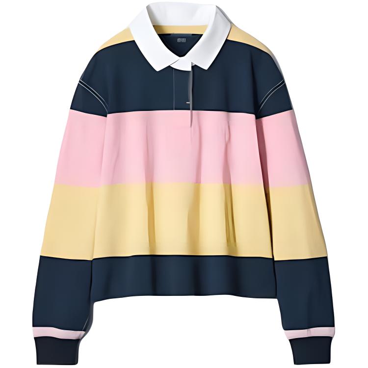 

UNIQLO Футболка-поло JW Anderson SS25 женская синяя розовая