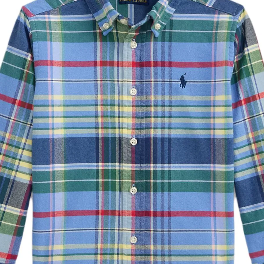 Повседневная рубашка для мальчиков Polo Ralph Lauren синяя — фото 3