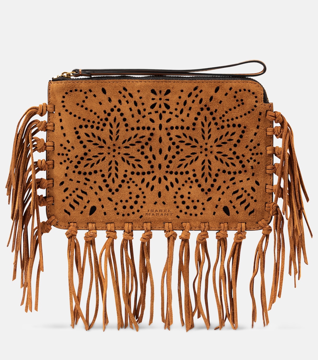 

Замшевый клатч с бахромой Isabel Marant, Cognac