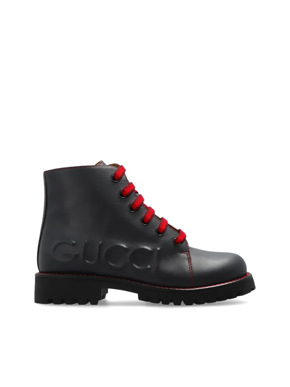 Кожаные ботинки с тисненым логотипом Gucci Kids, синий — фото 2