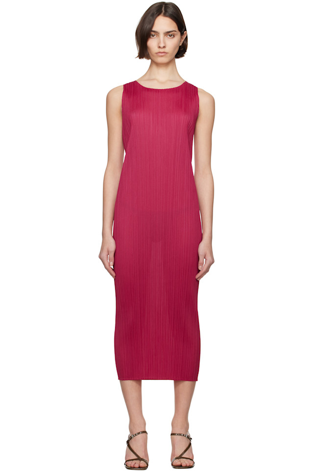 

Новинка июня: базовое платье макси 4 цветных оттенка Pleats Please Issey Miyake, цвет carmine