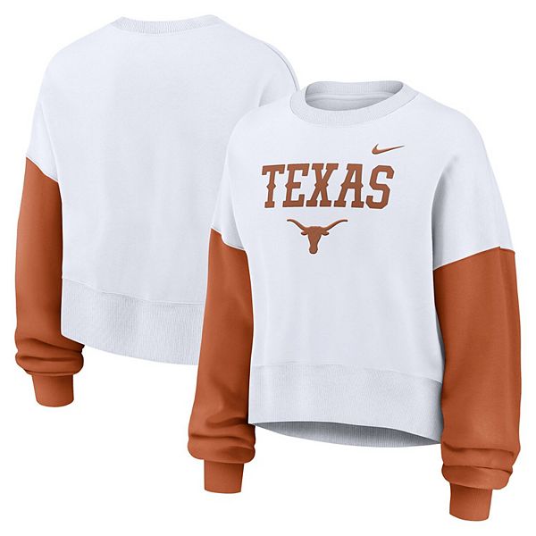 

Женский белый оверсайз кроп-свитшот texas longhorns с цветными блоками Nike
