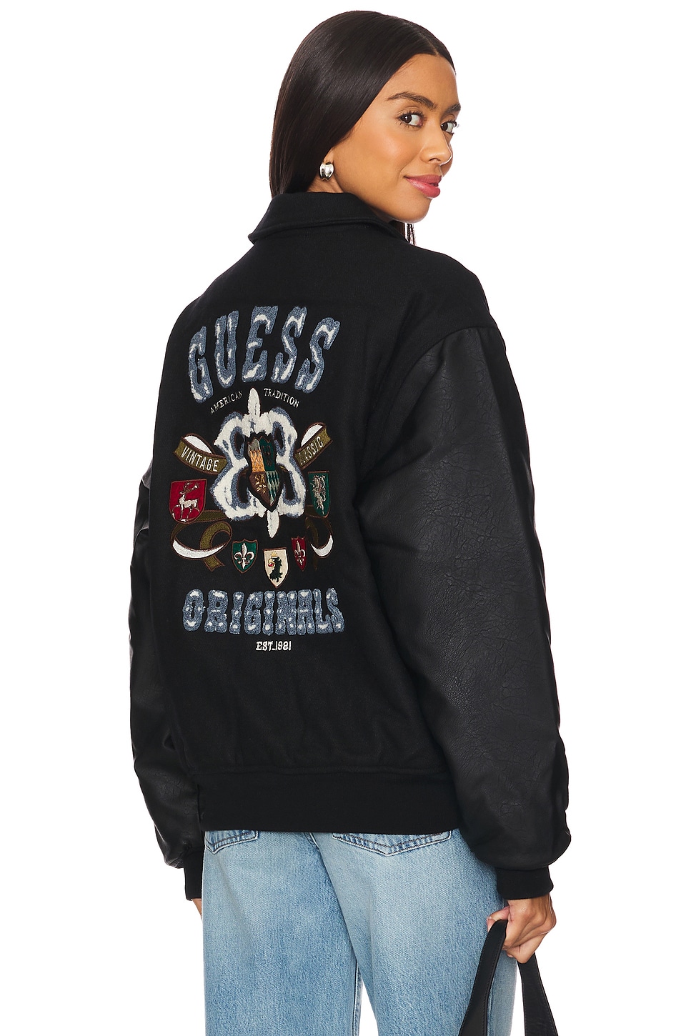 

Куртка crest letterman Guess Originals, черный