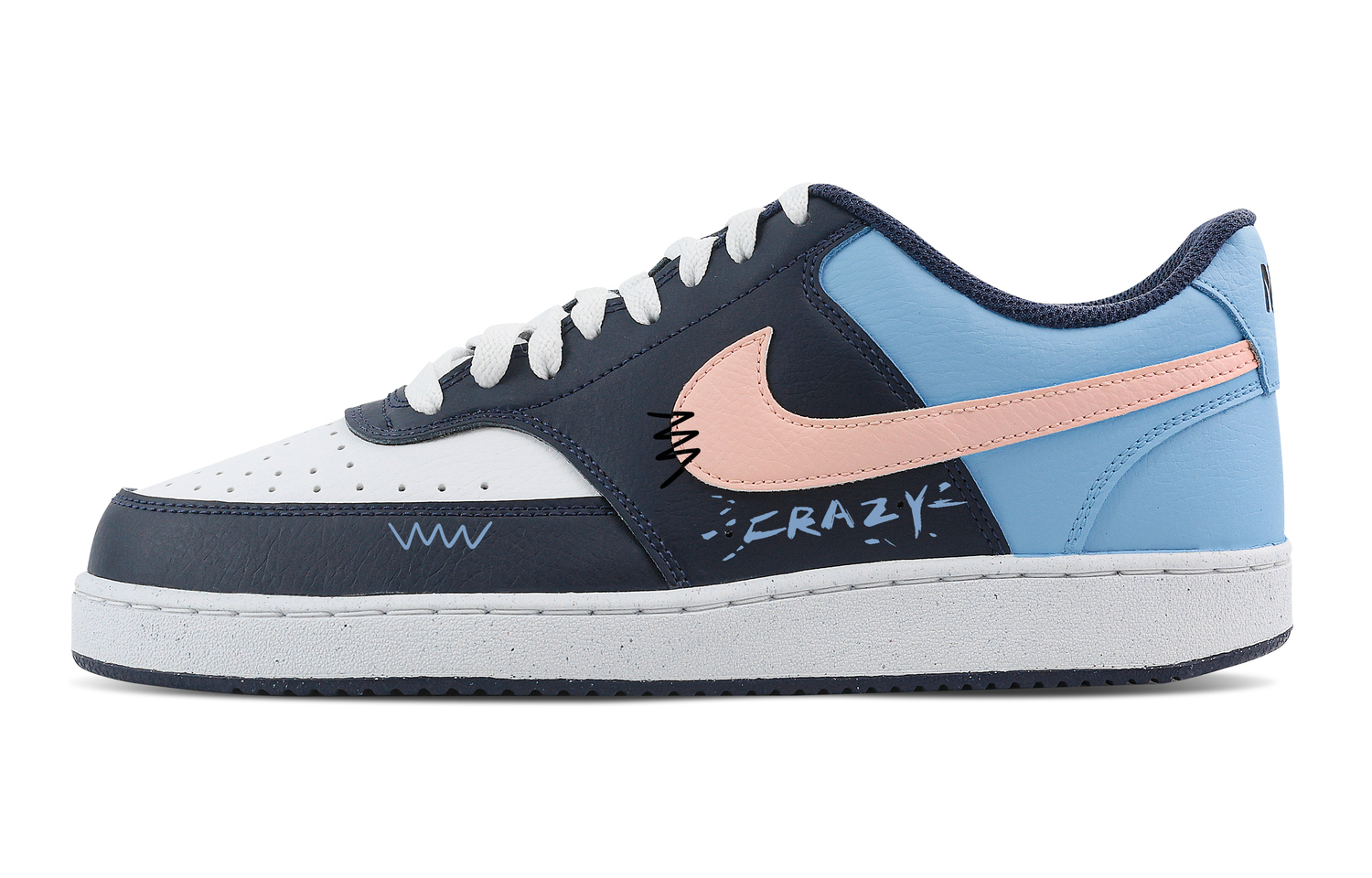 Nike Кроссовки Court Vision Sea Salt Peach, Heart Box Low top мужские синие розовые — фото 3