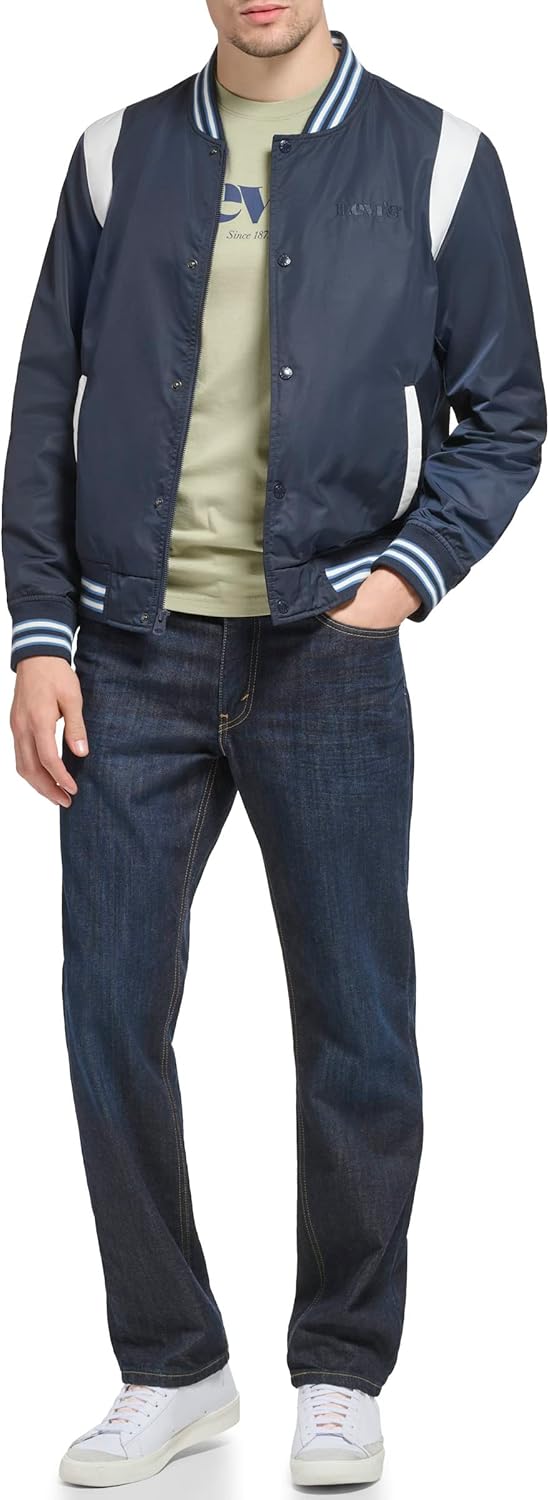 Мужская университетская куртка-бомбер Levi's Colorblock, Navy Racer Stripe — фото 4
