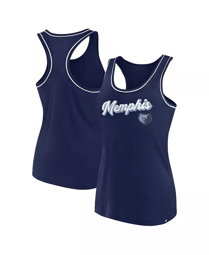 

Женская темно-синяя майка Memphis Grizzlies с логотипом Racerback и надписью Fanatics
