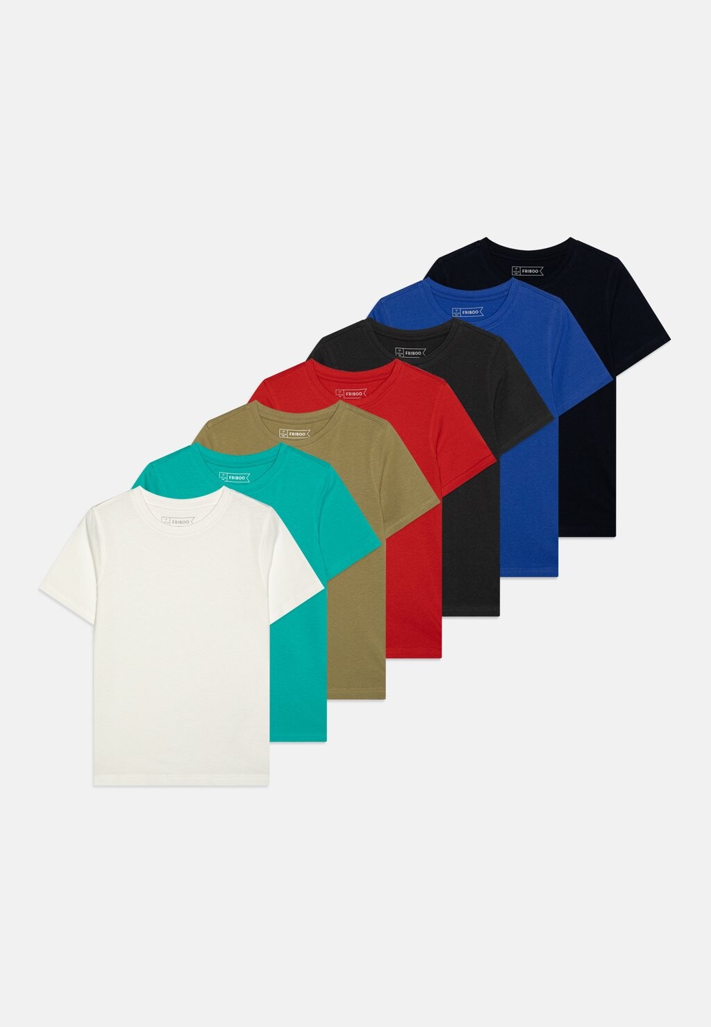

Футболка базовая BASIC TEE 7 PACK Friboo, цвет dark blue/red/olive