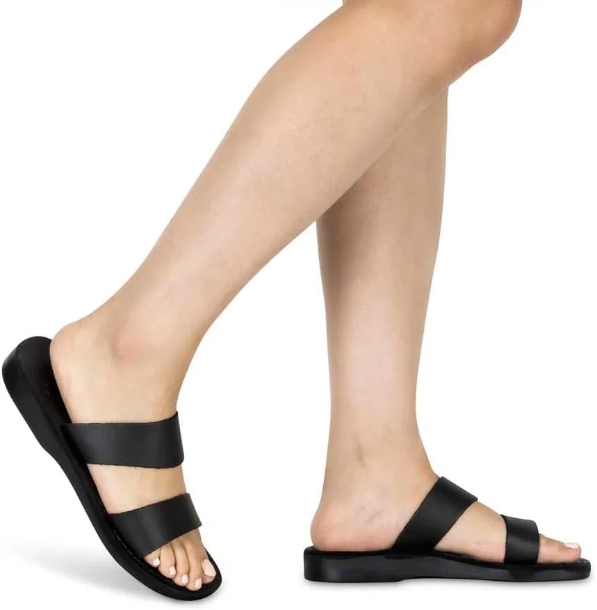 Сандалии с широким ремешком, из натуральной кожи, Aviv, Black Jerusalem Sandals — фото 2