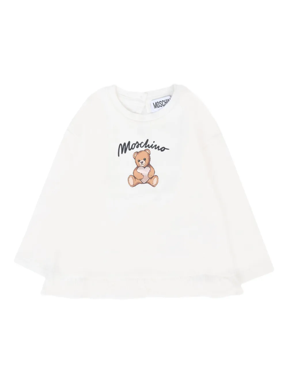 

Футболка с длинными рукавами и принтом Тедди Moschino Kids, белый