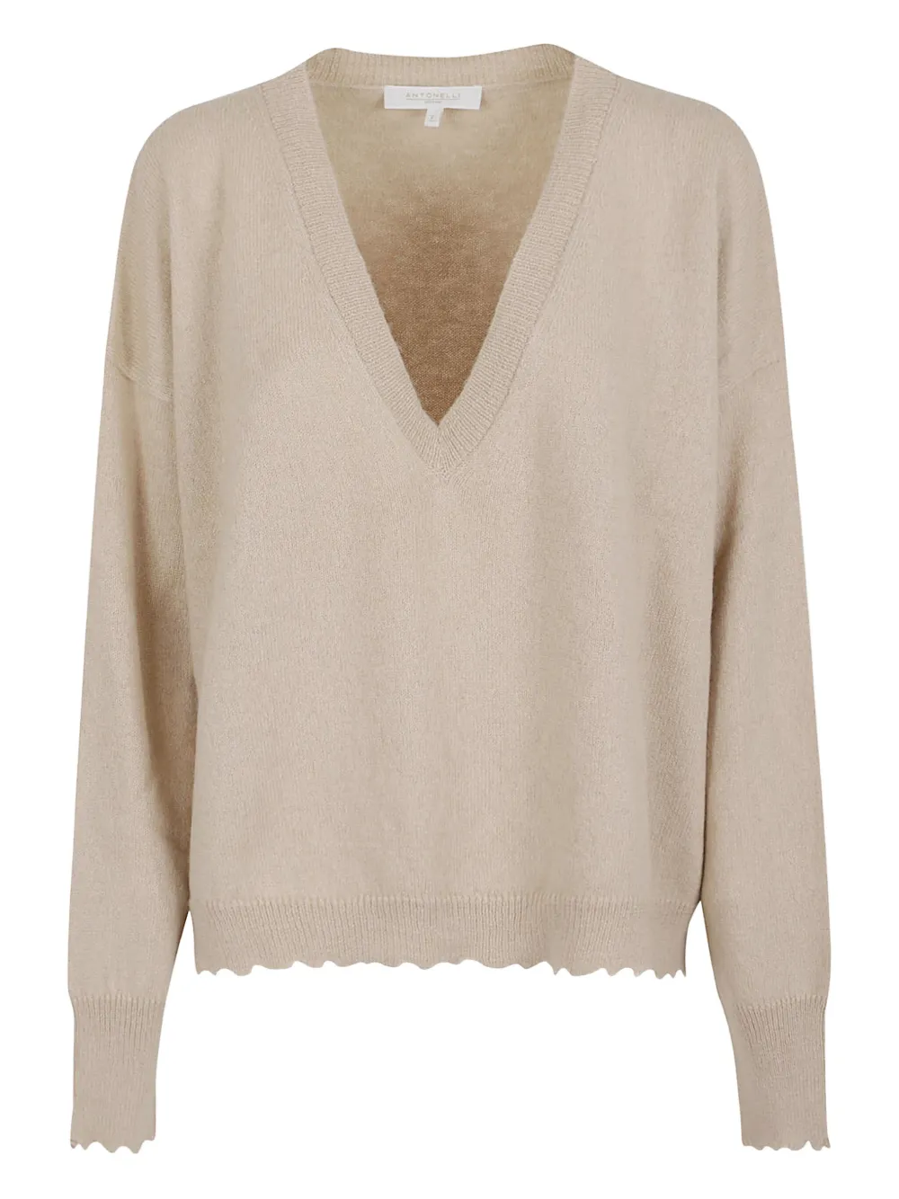 

Джемпер с V-образным вырезом и волнистыми краями Antonelli, нейтральный