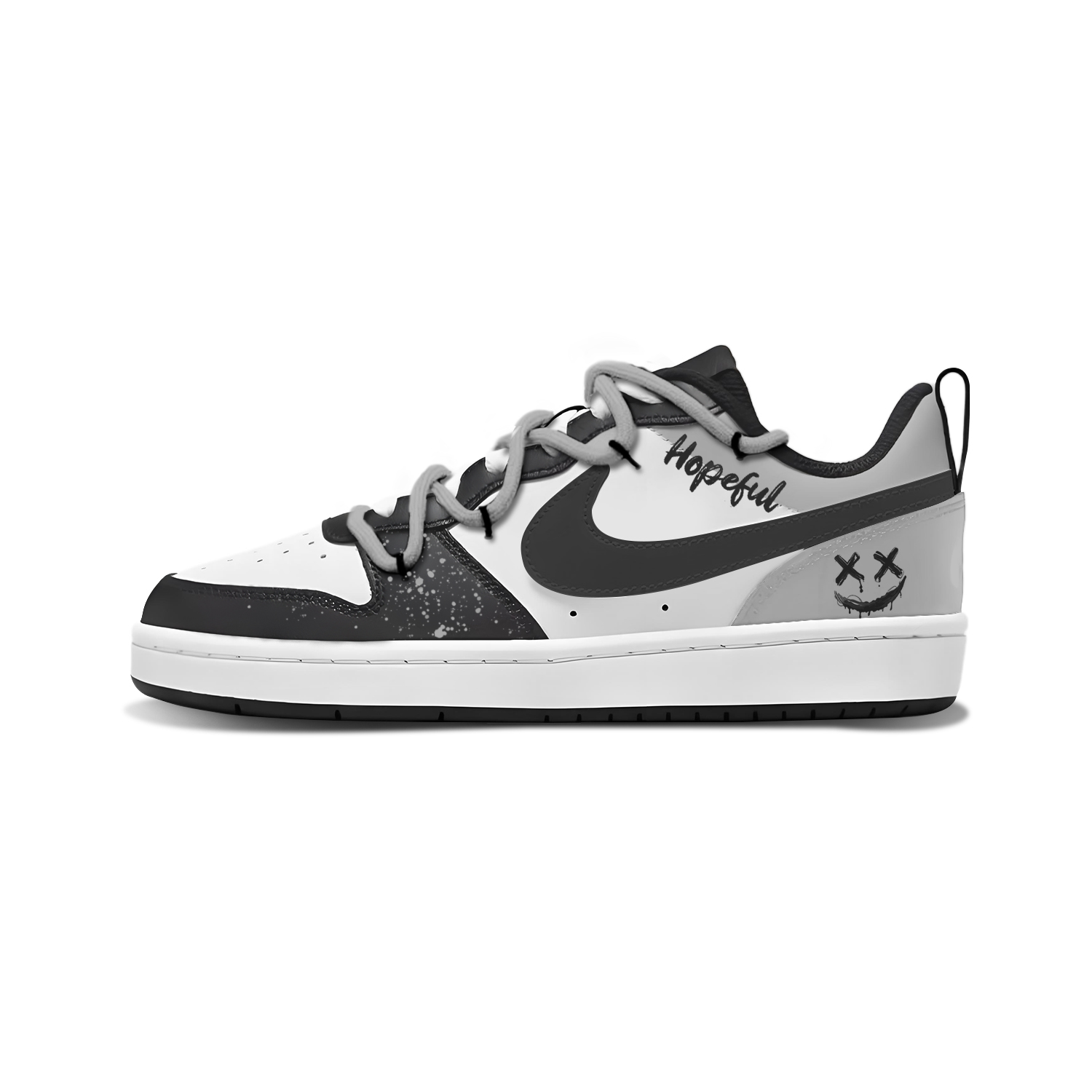 

Nike Кроссовки для скейтбординга Court Borough Silver Smiley Face Slip Resistant Abrasion Resistant низкие Black Silver детские