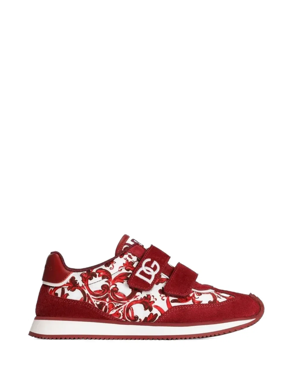 Кроссовки-подушки из нейлона с принтом "Майолика" Dolce & Gabbana Kids, красный — фото 2