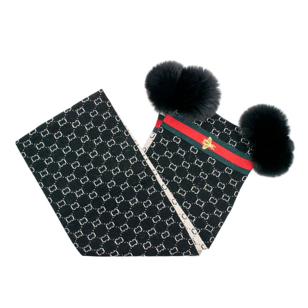 

Шарф Peter Glenn Chain Bee с помпоном из натурального меха (женский), Black Fox