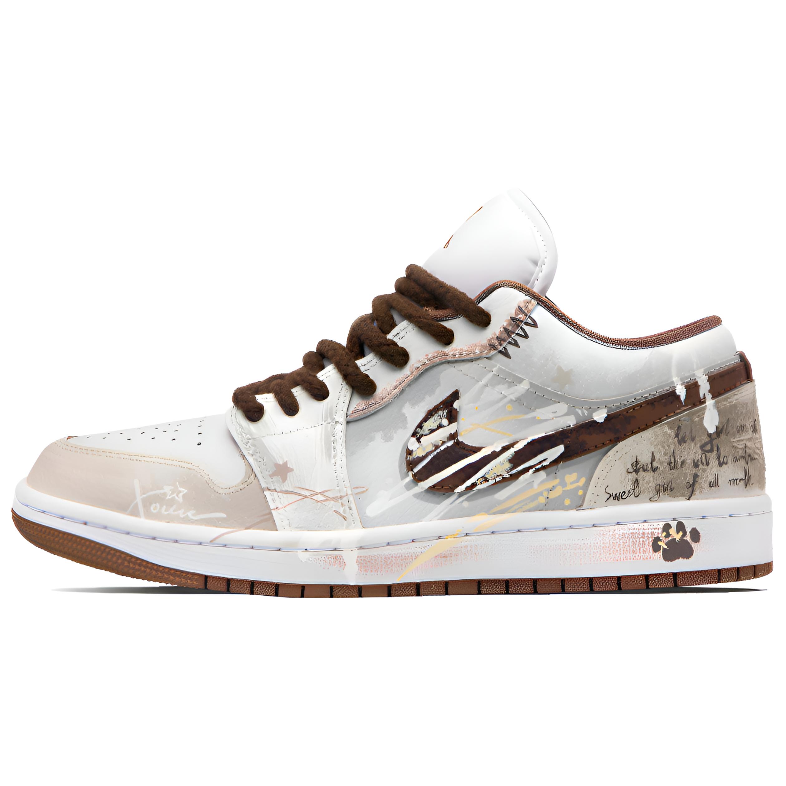 

Jordan Кроссовки Air 1 Abrasion Resistant Low top Vintage Basketball Shoes Unisex Gray Brown