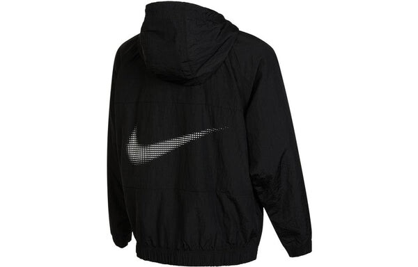 Куртка Men's Nike Alphabet Logo Printing Woven Hooded Jacket Autumn Black, черный — фото 2