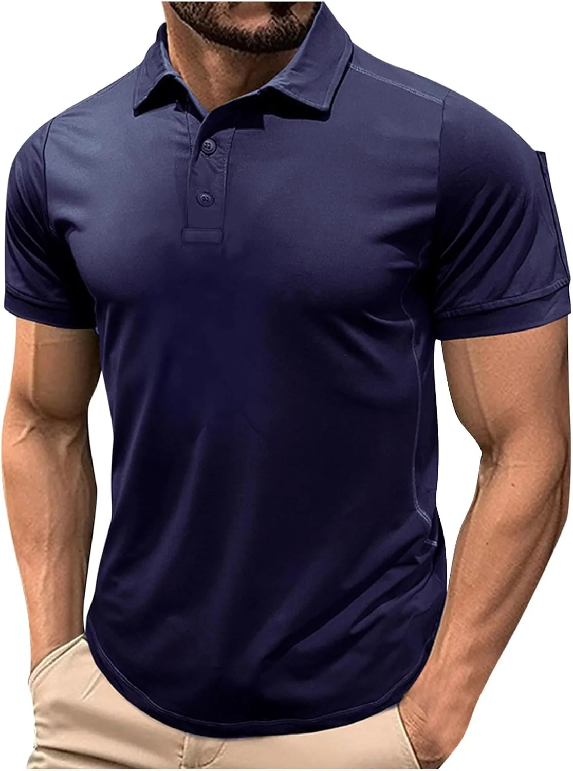 

Футболка-поло для мужчин, V-образный вырез, короткий рукав, не мнется