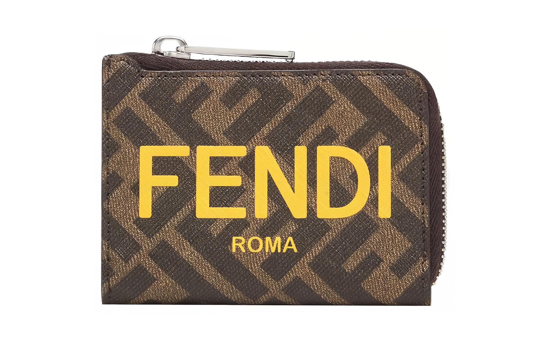 

FENDI Кожаный картхолдер мужской коричневый