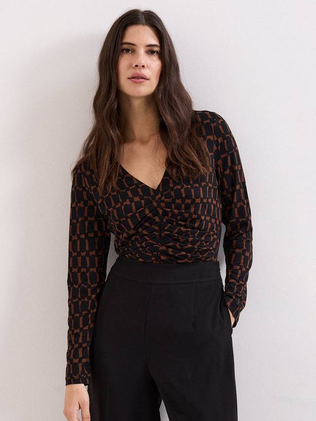 

Топ Brooke с геометрическими плиссированными деталями Phase Eight, Brown