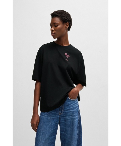 

Футболка трикотажная свободного кроя с логотипом BOSS, черный