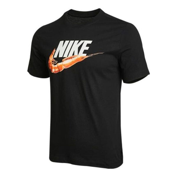 

Футболка Men's Nike Nsw Tee 1 Food Shrimp Large Logo Printing Sports Short Sleeve Black T-Shirt, черный