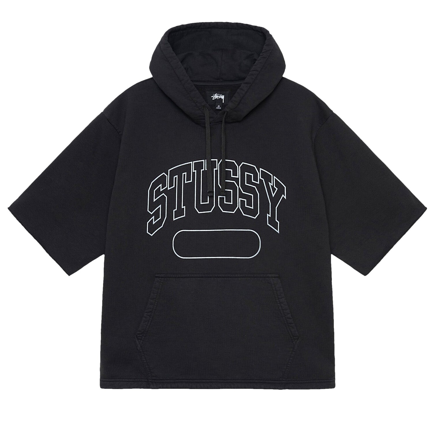

Укороченное худи свободного кроя Stussy с короткими рукавами, цвет Черный