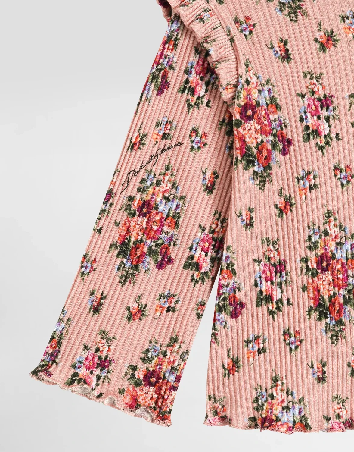 Хлопковая футболка с цветочным принтом Dolce & Gabbana, розовый — фото 4