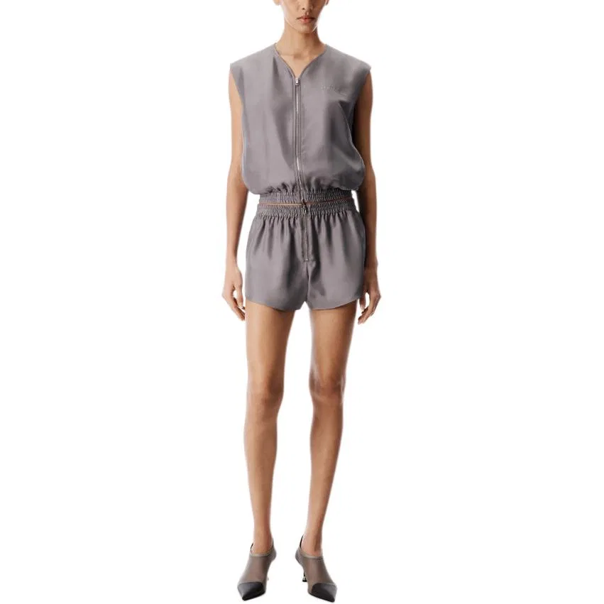 Шорты на резинке с застежкой-молнией Alexander Wang, Steel Gray — фото 3