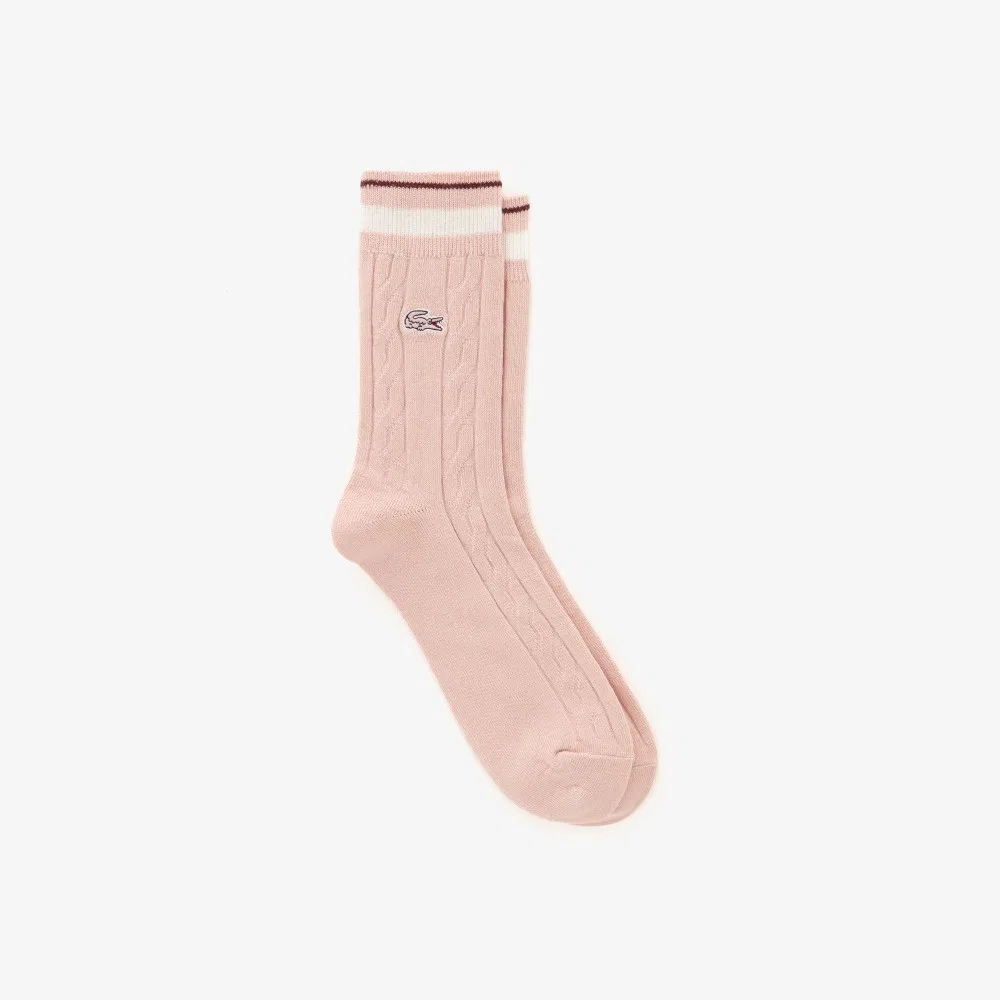 Носки женские Lacoste в рубчик, средние, хлопок