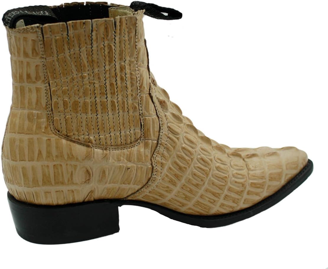 

Мужские короткие ковбойские ботинки из натуральной коровьей кожи с тиснением под крокодила, открытым носком Dona Michi