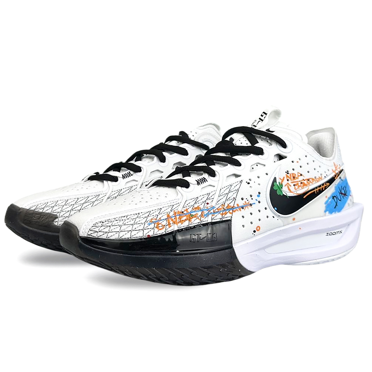 Nike Air Zoom G.T. Cut 3 Амортизирующие износостойкие низкие баскетбольные кроссовки Unisex Белый Синий — фото 3