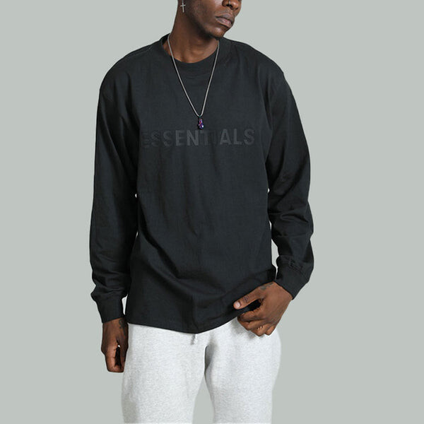 Футболка fw20 long sleeve logo tee 'black' Fear Of God Essentials, черный — фото 4