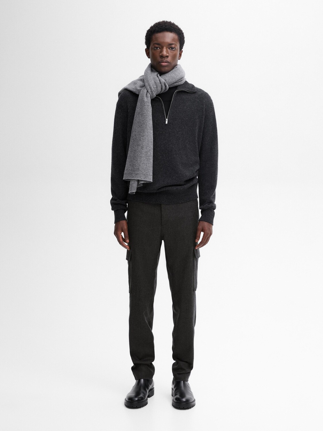

Брюки карго из смесовой шерсти Massimo Dutti, серый
