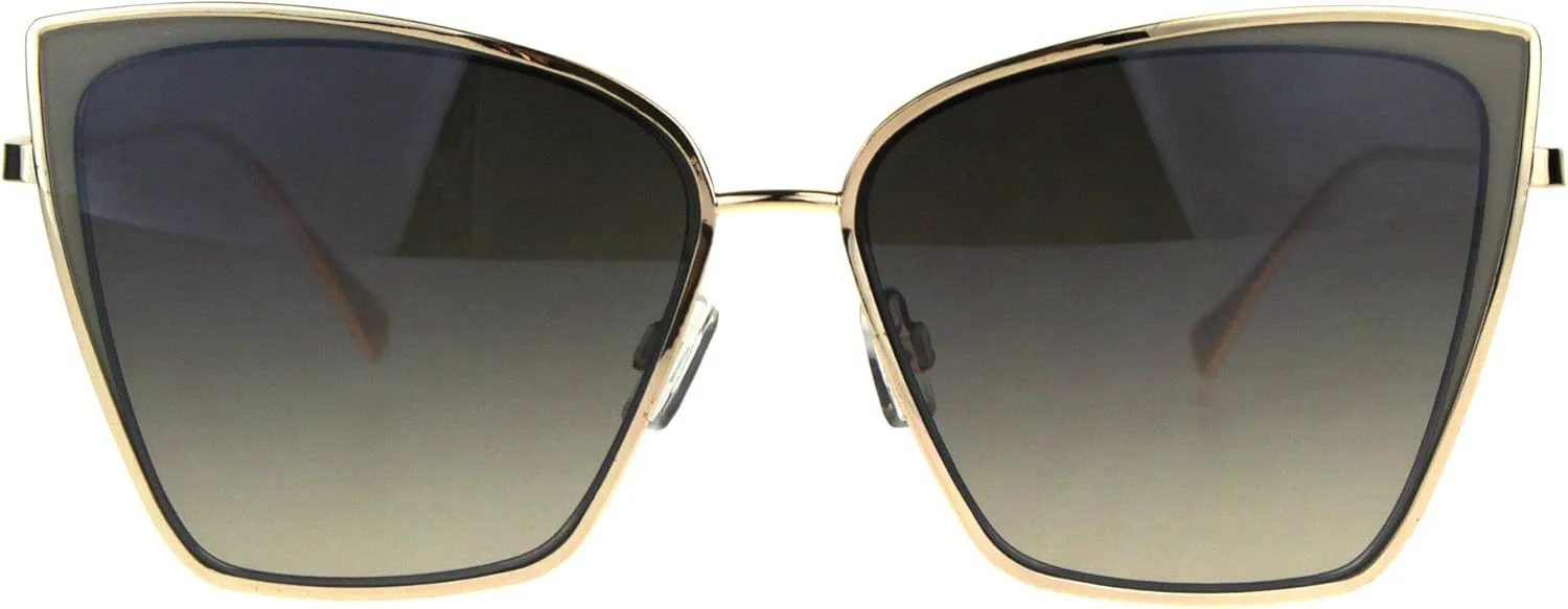 

Модные солнцезащитные очки для женщин, квадратная оправа в форме бабочки, металлическая оправа, защита от УФ-излучения 400 PASTL, Gold Beige (Beige Smoke)