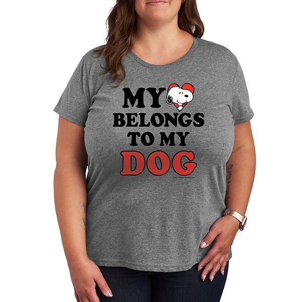 

Футболка с принтом "Peanuts" и сердцем для собак Plus size Licensed Character, Heather Gray